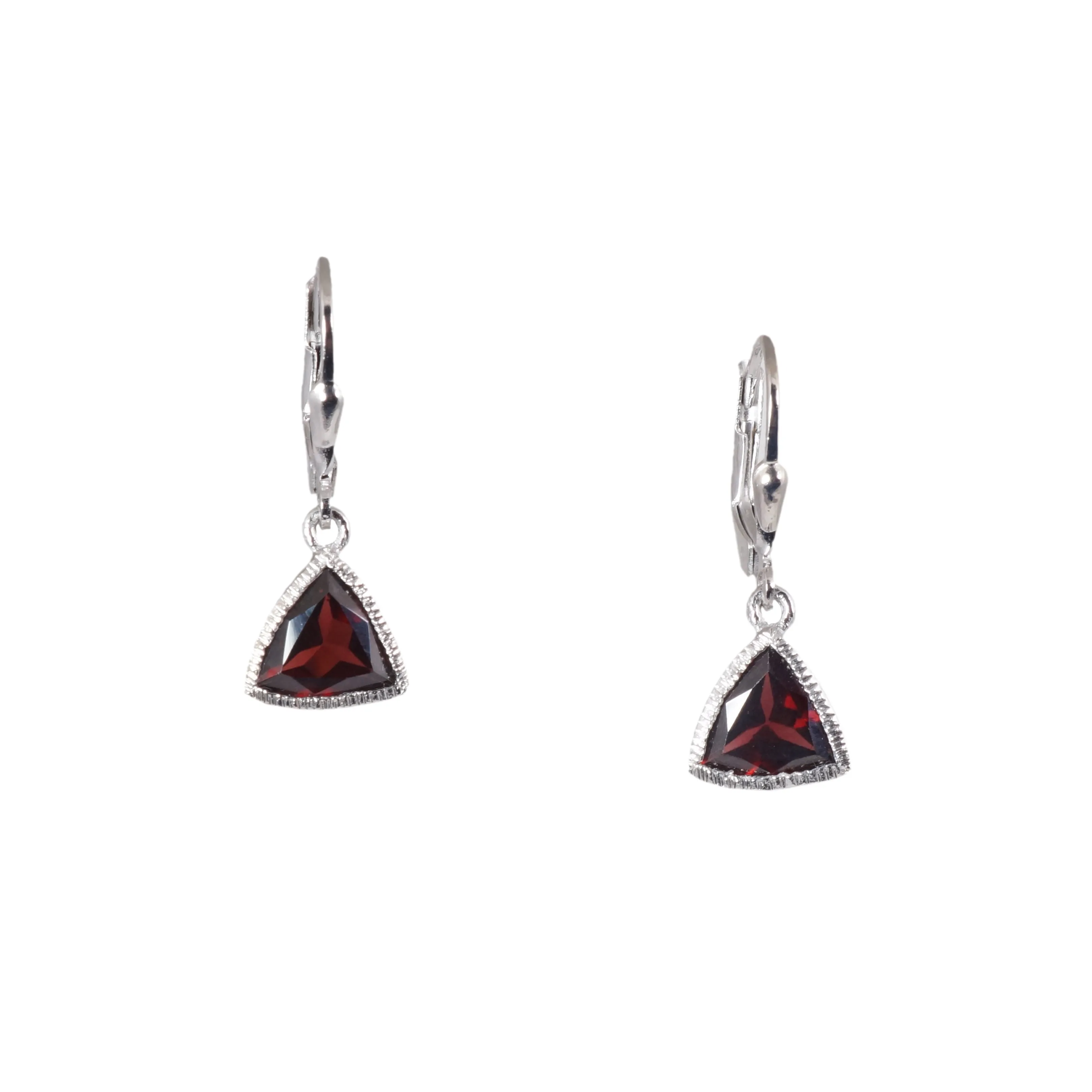 Silver Trillion Gemstone Earrings