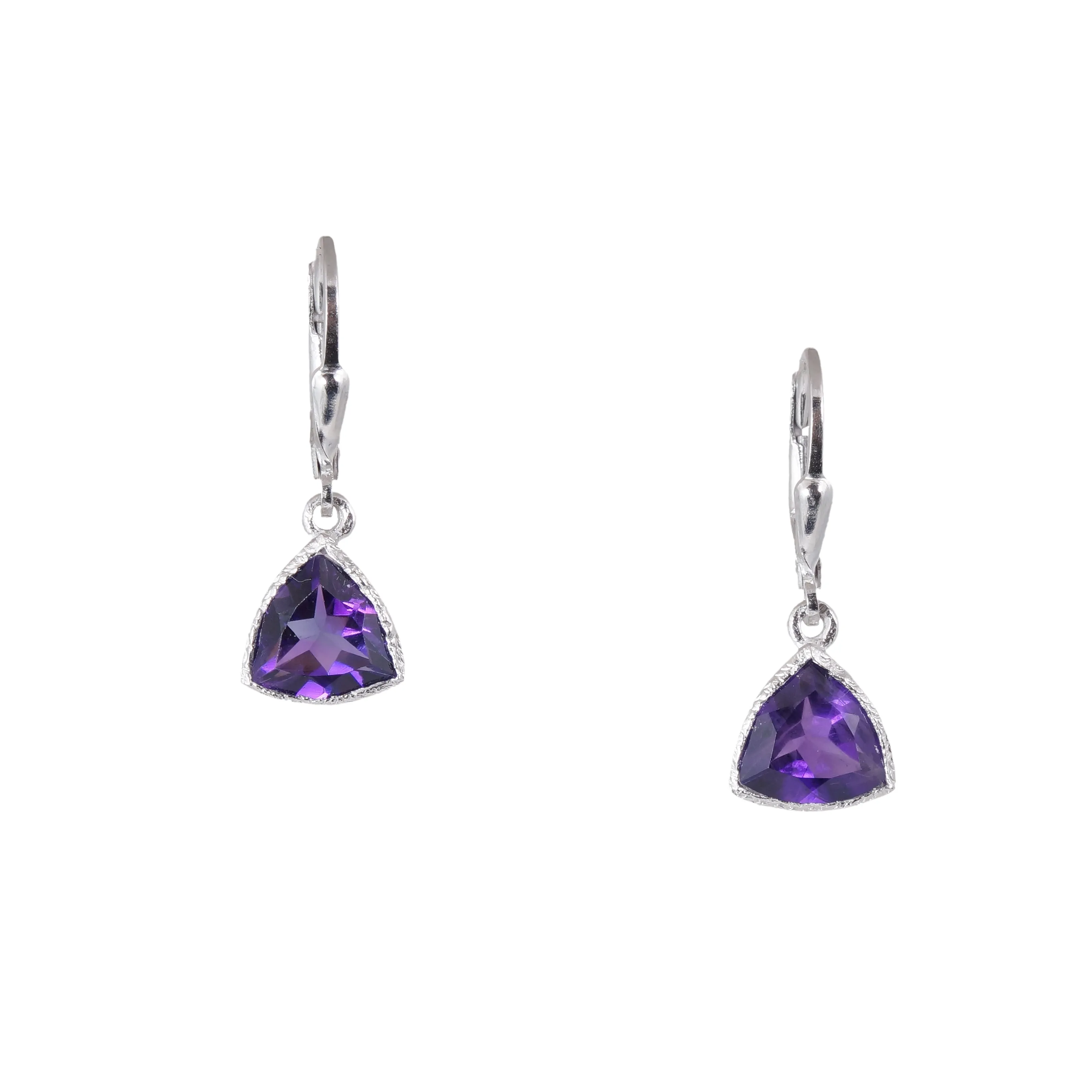 Silver Trillion Gemstone Earrings