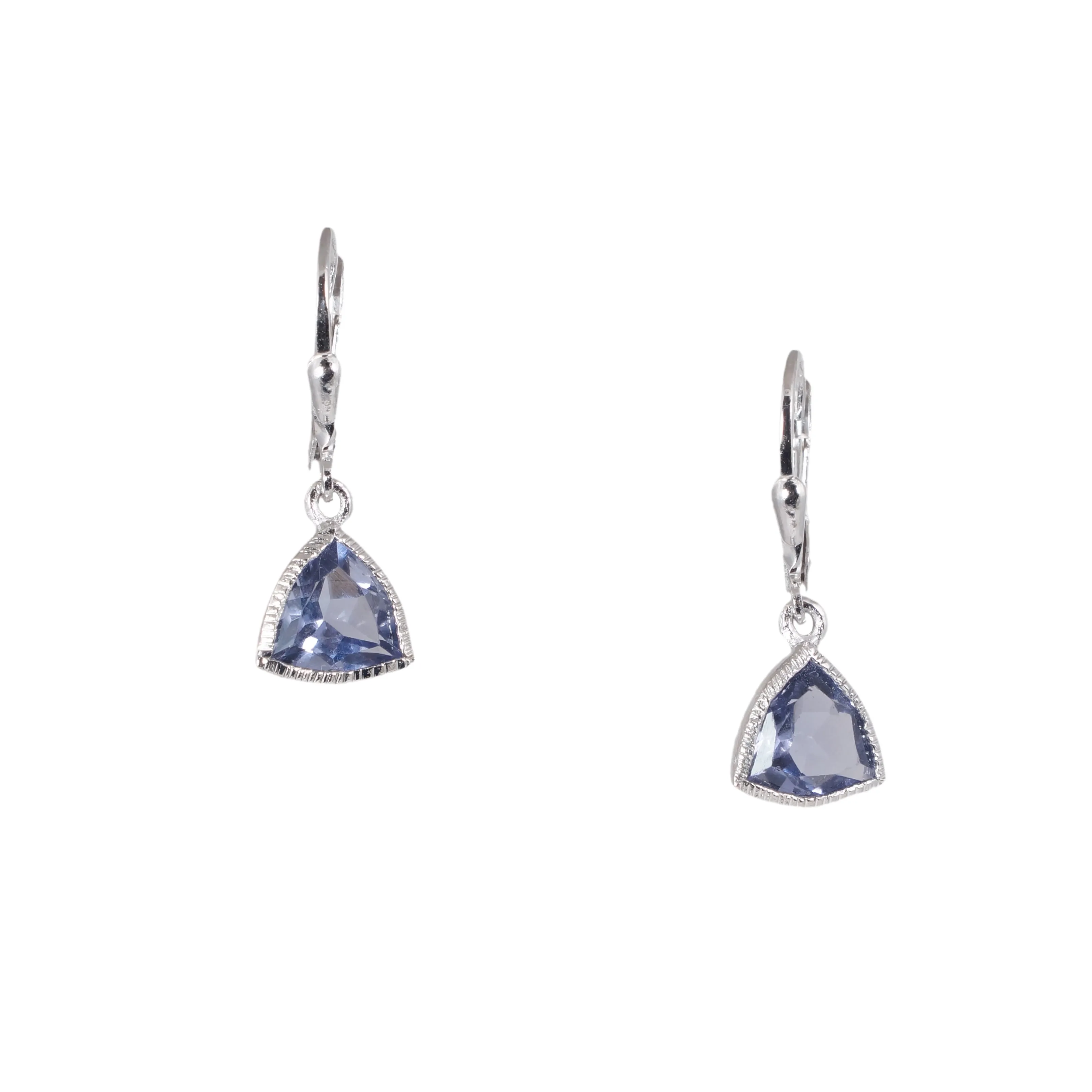 Silver Trillion Gemstone Earrings