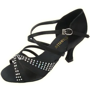 Stephanie Satin with Mesh and Rhinestones Ballroom Shoe