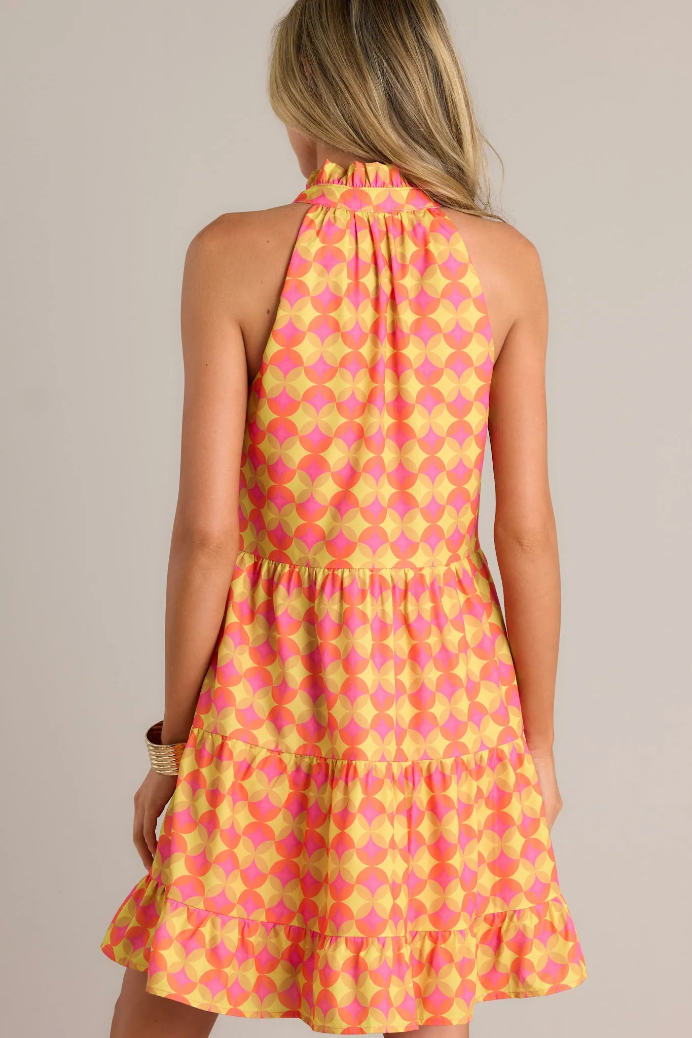 Sunset Whispers Orange Tiered Mini Dress