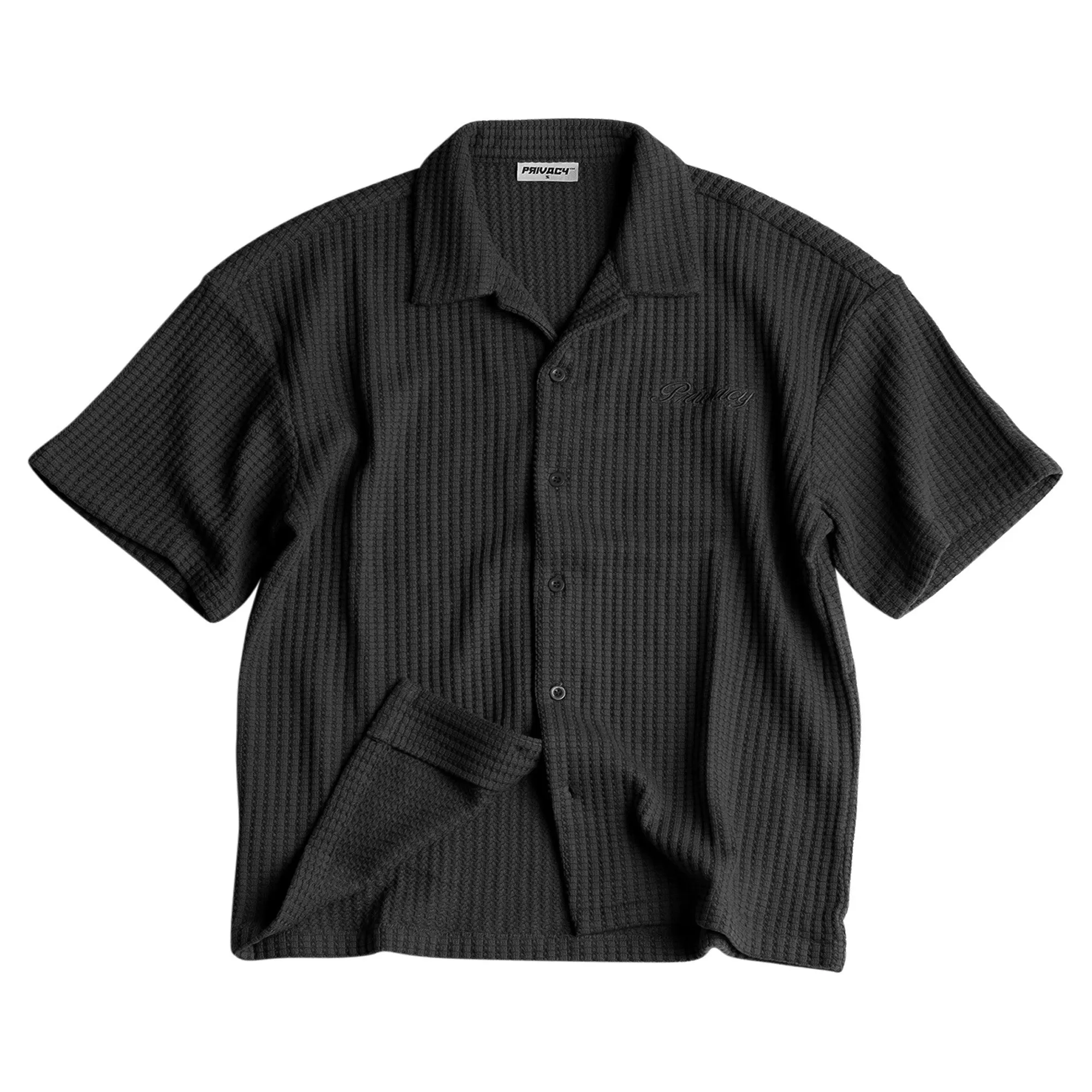 Textured Waffle Shirt - Black