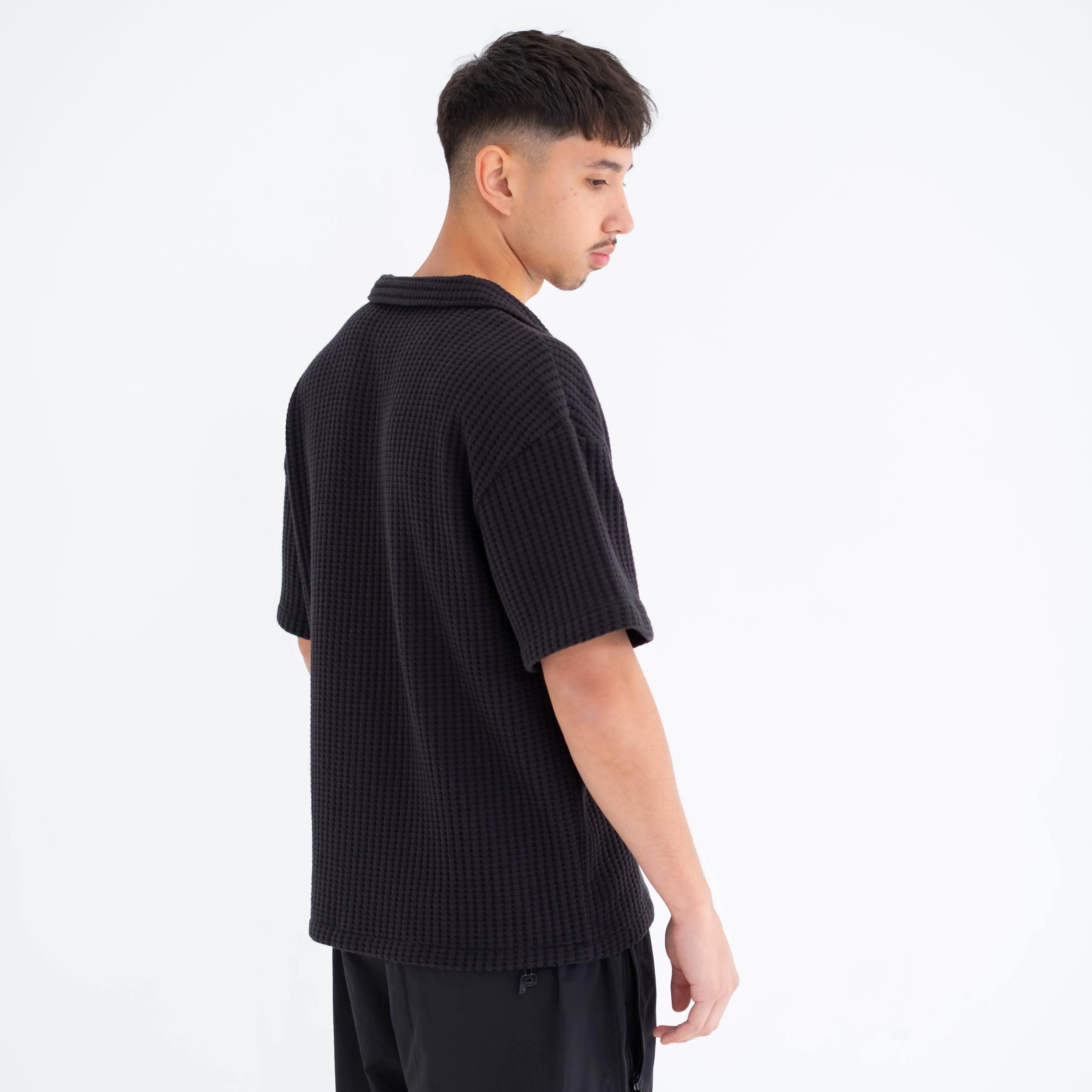 Textured Waffle Shirt - Black