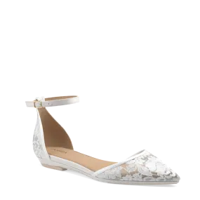 The D'Orsay - White Satin Lace Flat