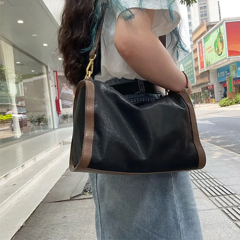 Vintage Cowhide Shoulder Bag Women's Square Bag