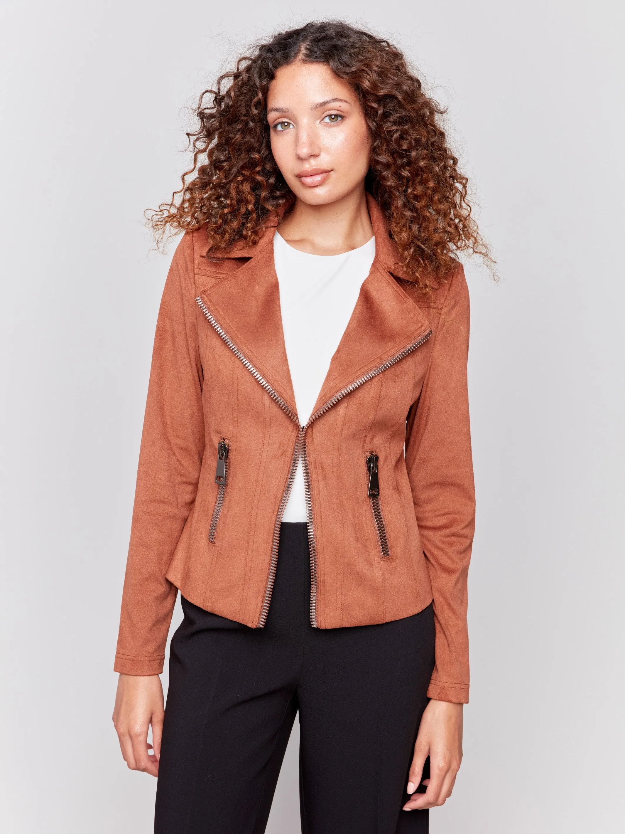 Vintage Faux Suede Perfecto Jacket - Terracotta