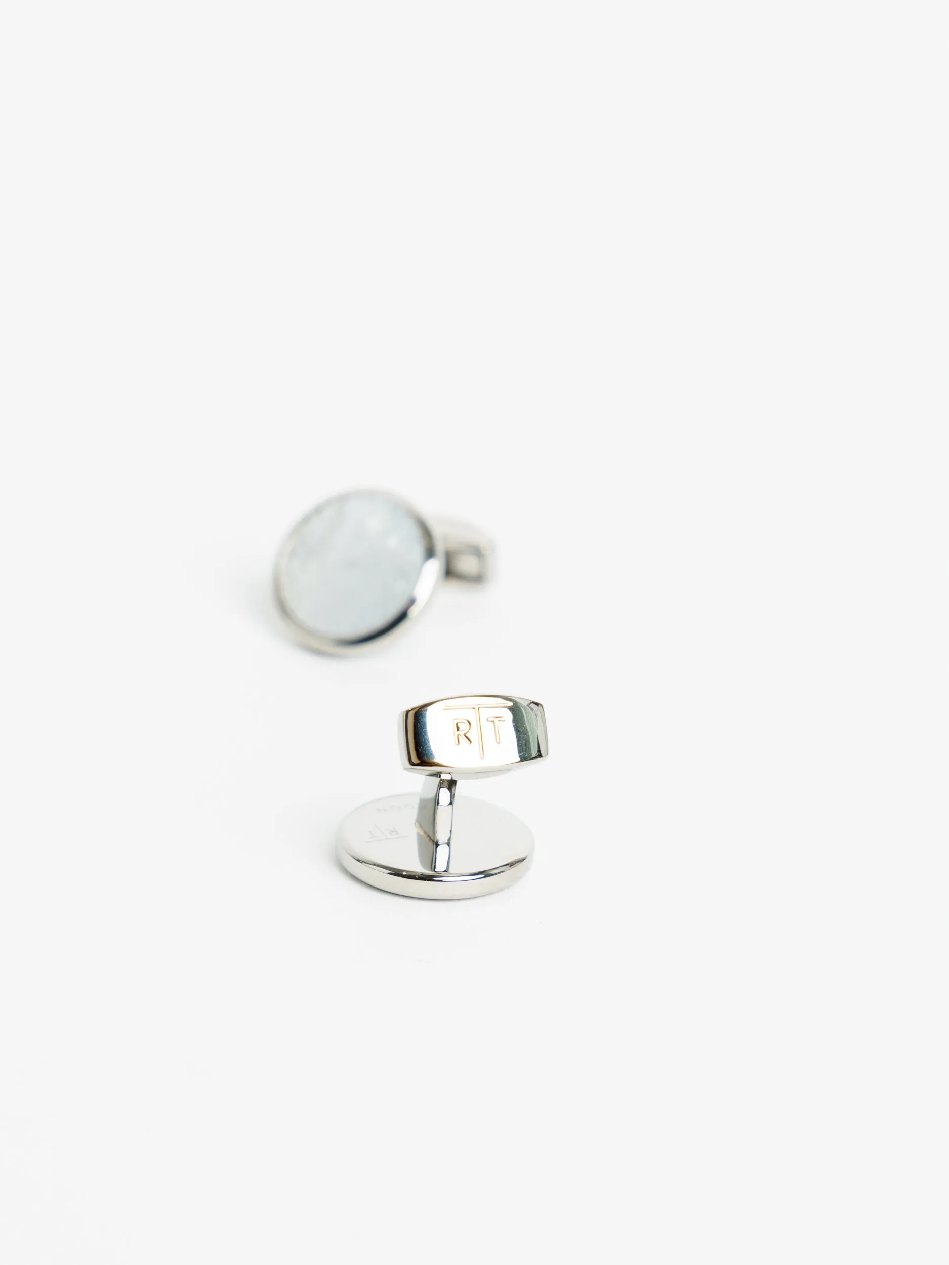 White Rotondo Guilloché Cufflinks