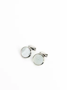 White Rotondo Guilloché Cufflinks