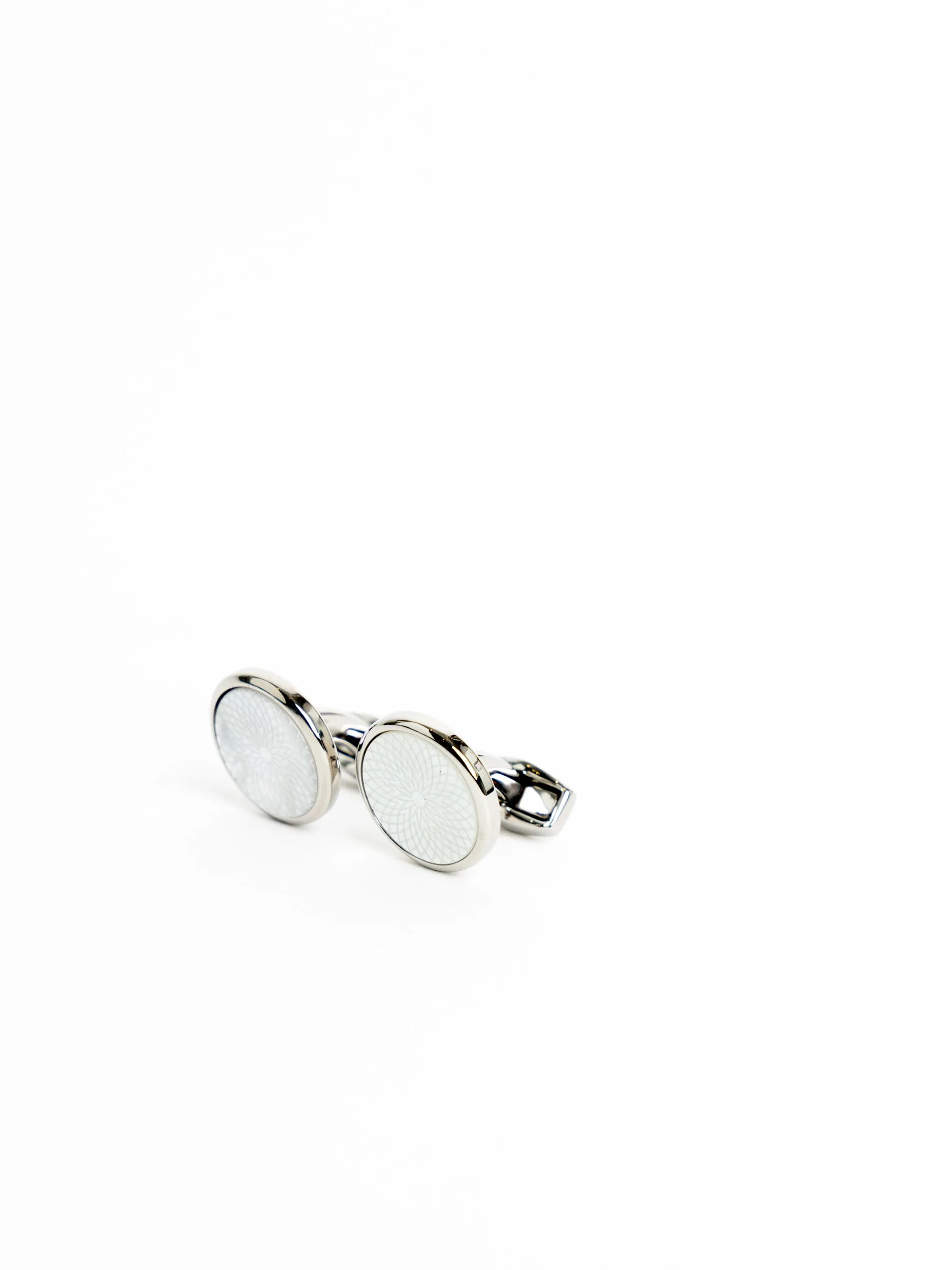 White Rotondo Guilloché Cufflinks