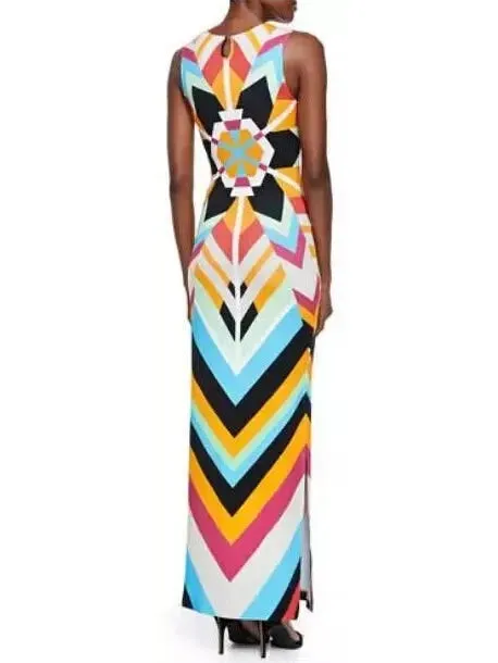 Women’s Colorful Long Geometric Print Maxi Dress