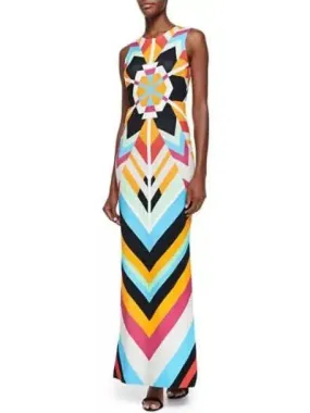 Women’s Colorful Long Geometric Print Maxi Dress