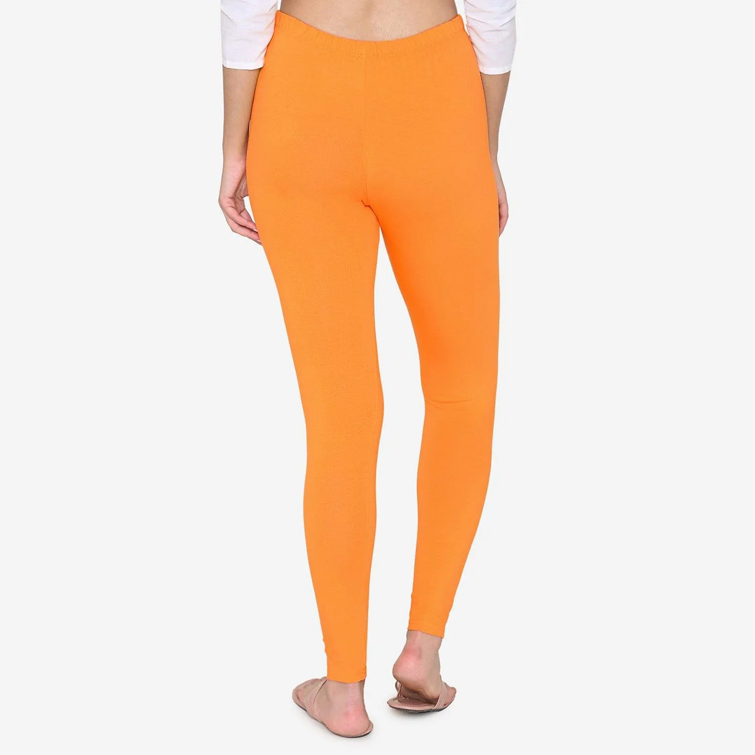 Women's Cotton Ankle leggings (Free Size) - Vibrant Orange