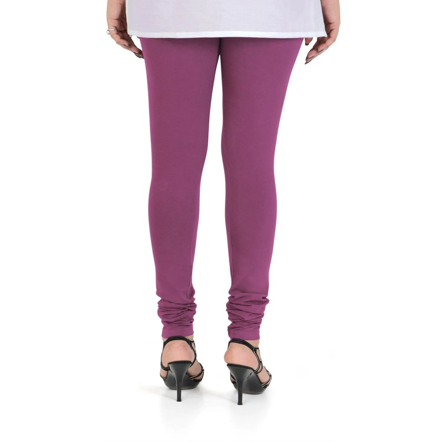 Women's Cotton Churidar Leggings (Free Size) - Beetroot Purple