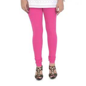 Women's Cotton Churidar Leggings (Free Size) - Bright Rose