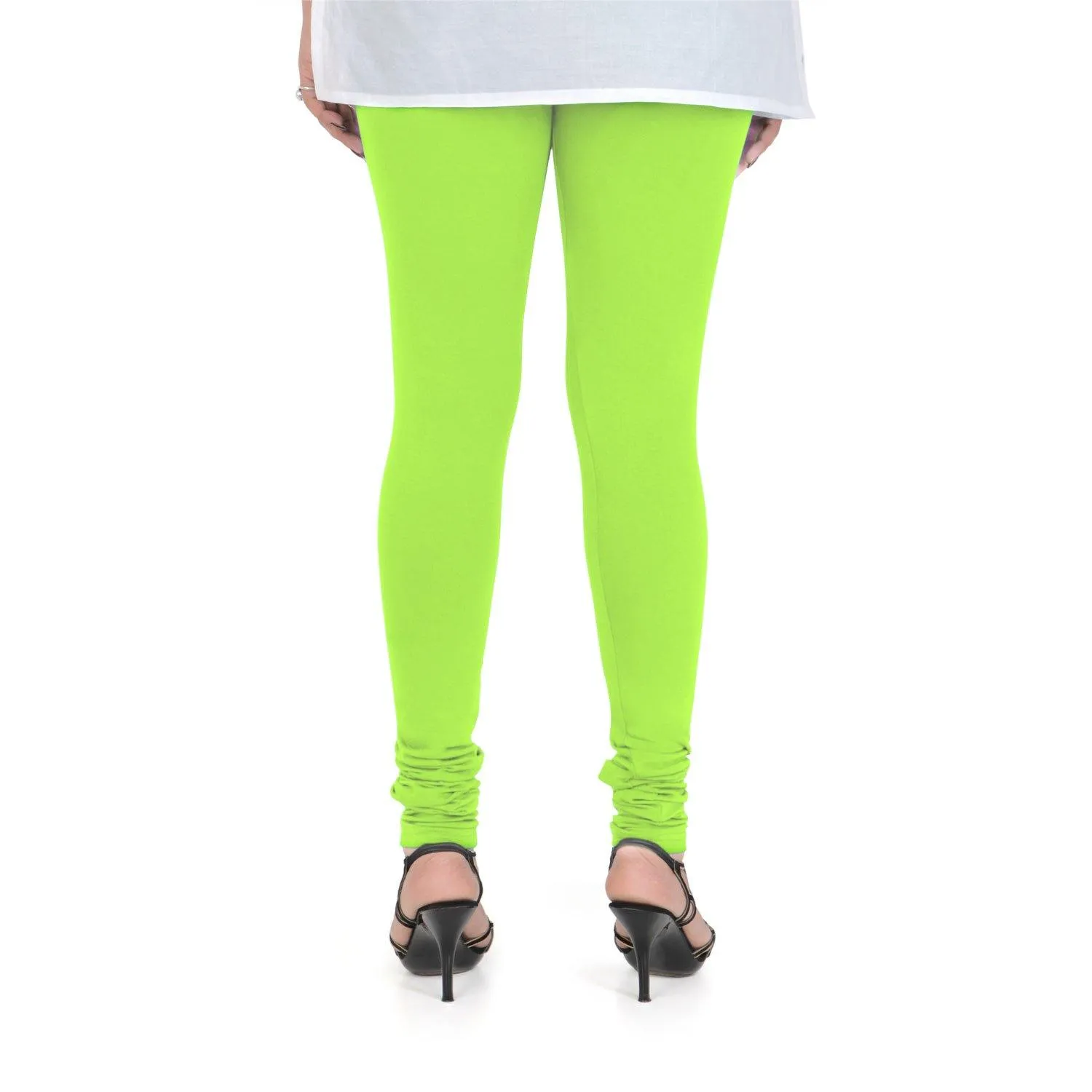 Women's Cotton Churidar leggings (Free Size) - Shocking Lime