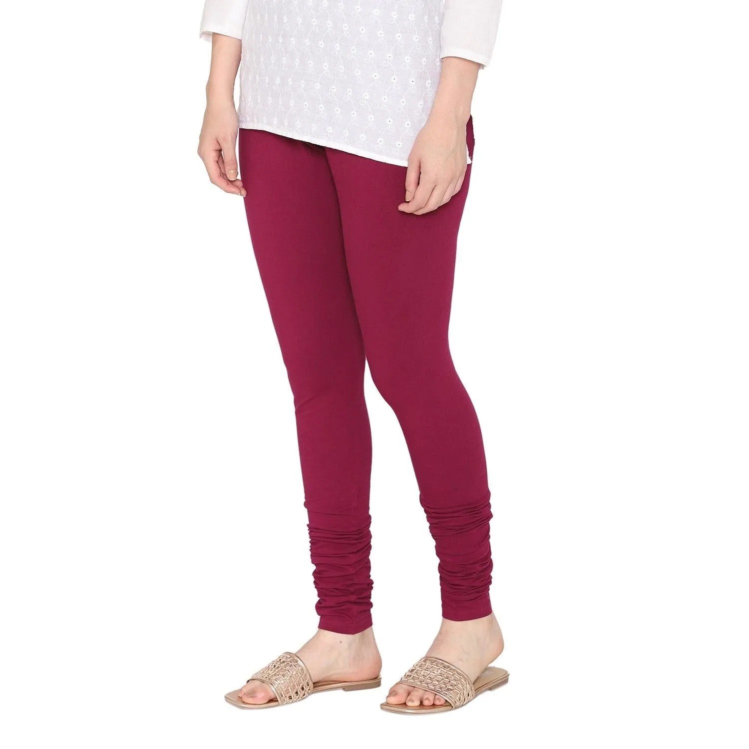 Women's Cotton Churidar leggings (Free Size) - Violet