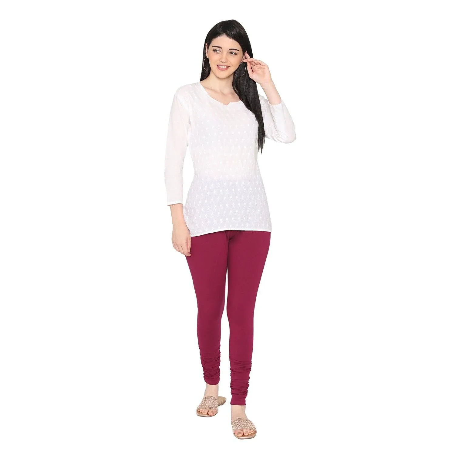 Women's Cotton Churidar leggings (Free Size) - Violet