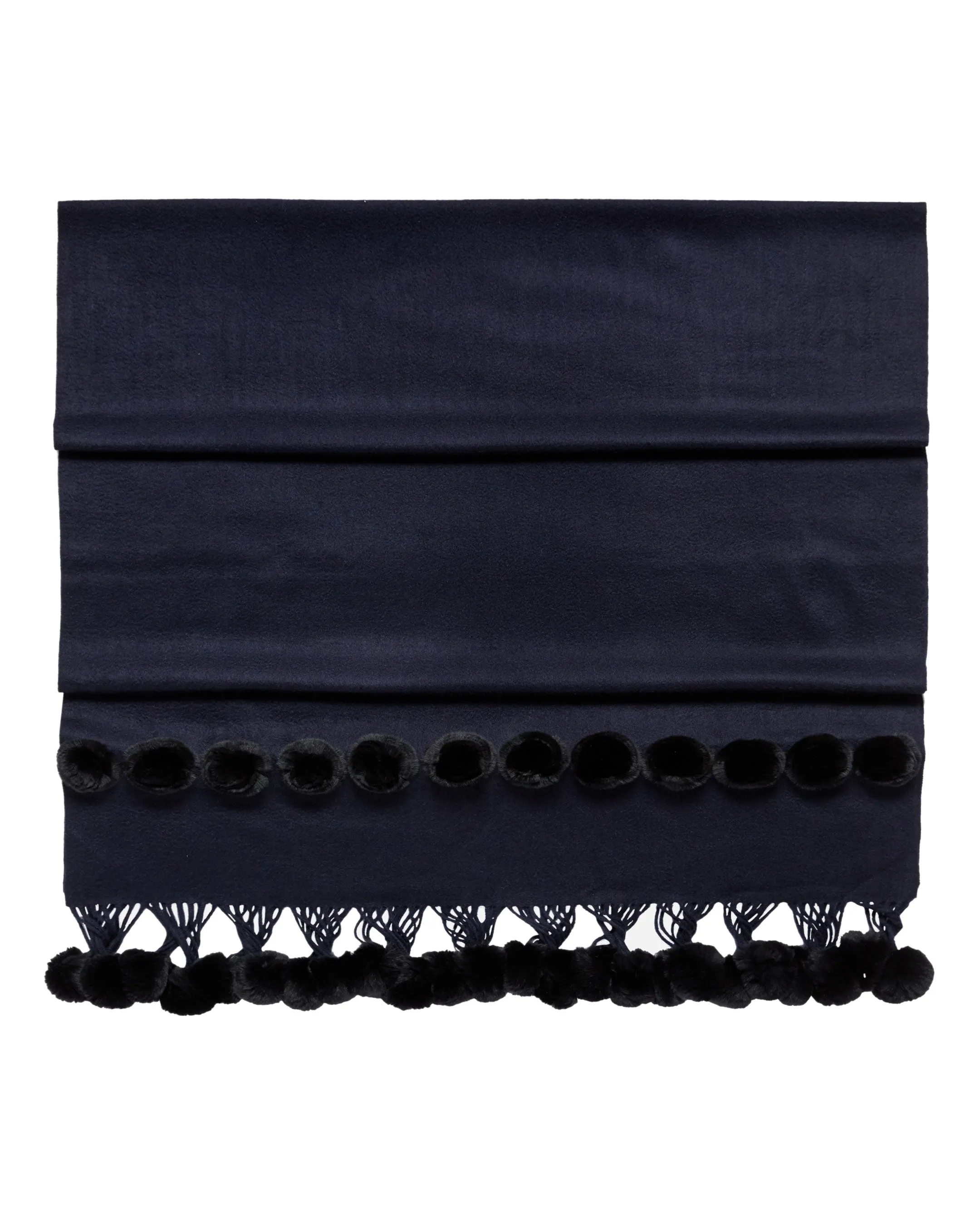 Women's Davos Fur Bobble Woven Shawl Navy Blue