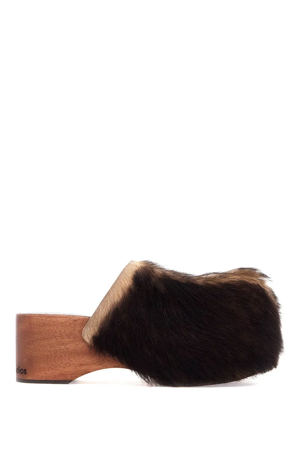 WOODEN CLOGS IN PONY HAIR